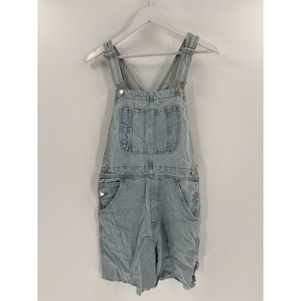 &denim Overalls Shorts Womens Small Blue Jean Romper Sleeveless Pockets Buttonsd
